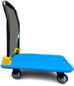 Durable Push Hand Trolley with 4 TPR Swivel Bearing Plastic Wheels 660 Lbs Capacity Blue Folding Platform Truck Flatbed Cart