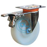 Medium duty ball bearing PU swivel caster with brake and lock