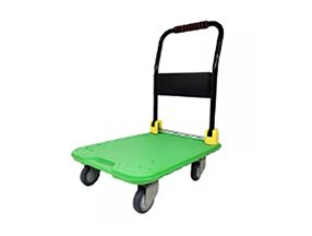 Durable Push Hand Trolley with 4 TPR Swivel Bearing Plastic Wheels 660 Lbs Capacity Green Folding Platform Truck Flatbed Cart